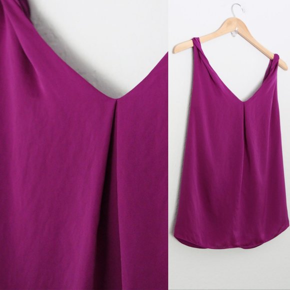 Diane Von Furstenberg DVF Pepe Twist Shoulder Pleated Layered Tank Top Violet 2 - Picture 10 of 12